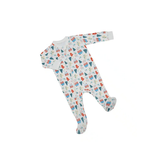 Pijama Fleece Enteriza Navidad Casitas