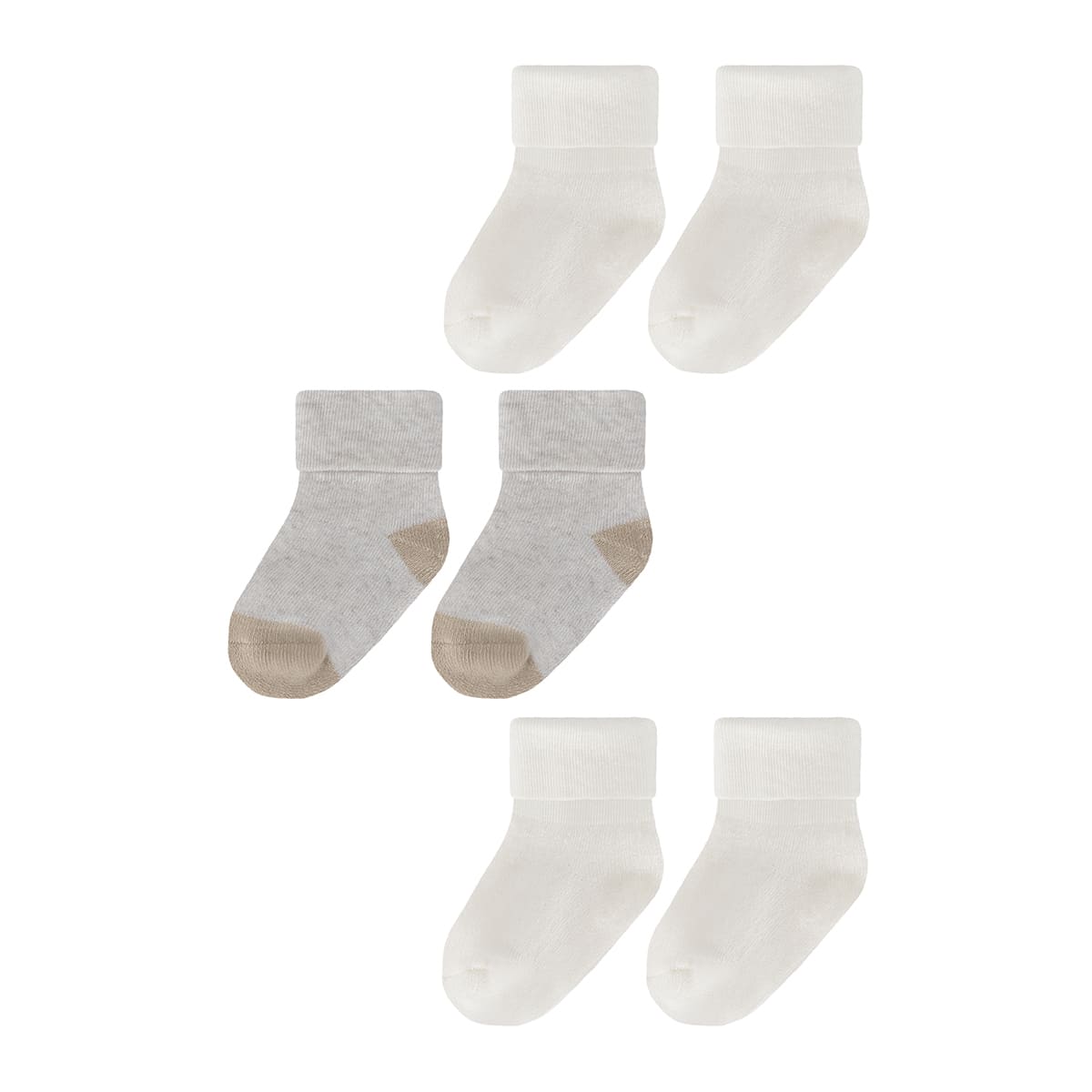 Medias de algodón para bebé 3 pares (2 marfil, 1 beige)