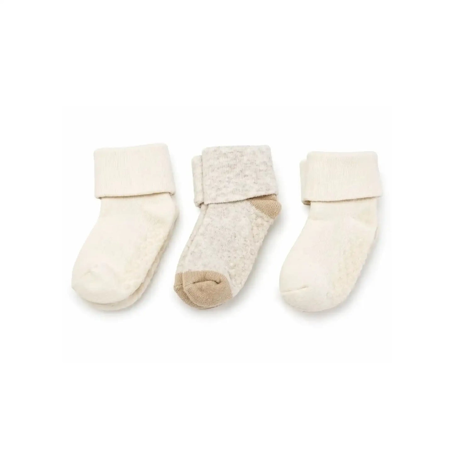 Medias Algodón 6 a 18 meses 3 pares (2 marfil, 1 beige)