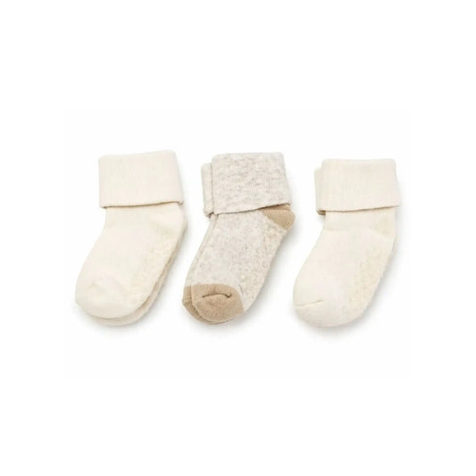 Medias Algodón 6 a 18 meses 3 pares (2 marfil, 1 beige)