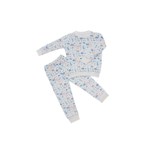 Pijama Fleece Dos Piezas Patch Marino