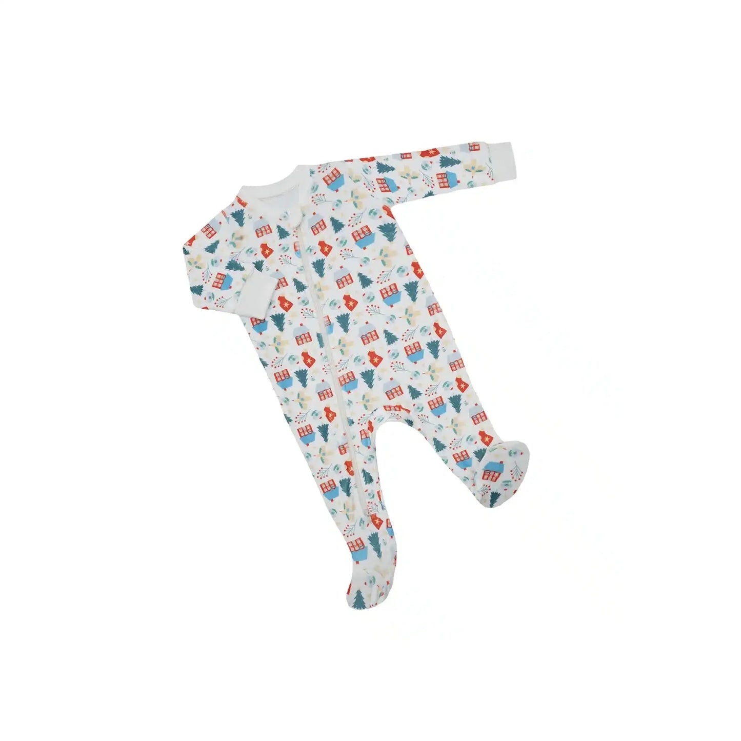 Pijama Fleece Enteriza Navidad Casitas